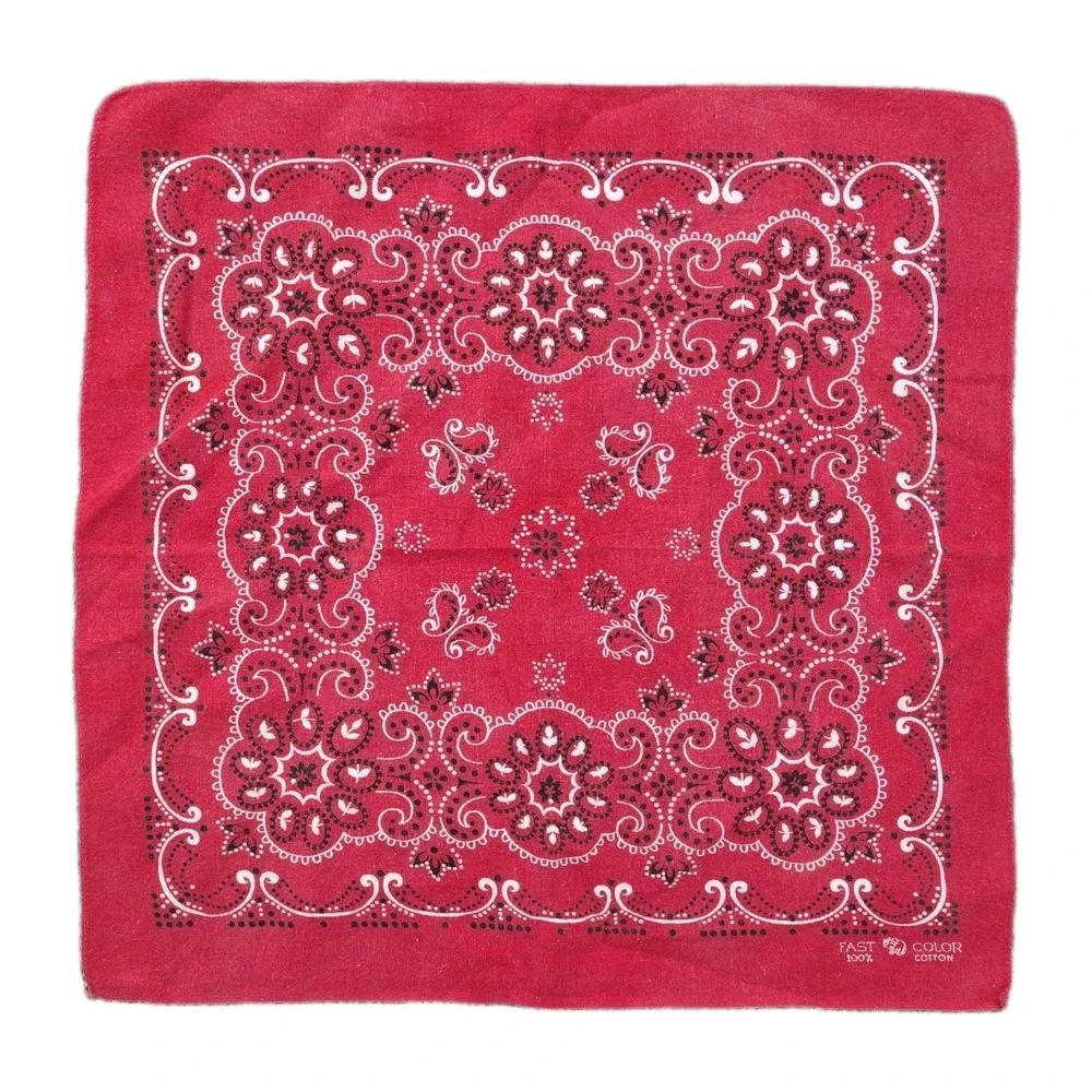 Vtg 50s 60s Elephant Trunk Up Bandana Indigo Red Selvedge Cotton Workwear # 1847